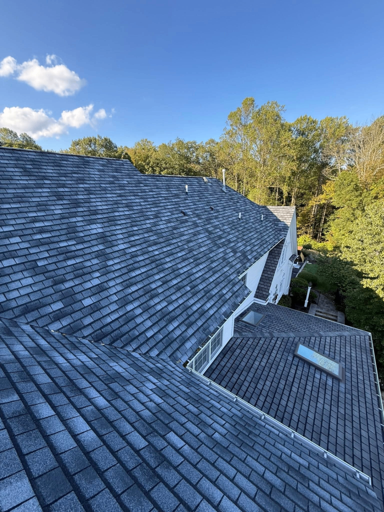 Freshly installed asphalt shingle roof on an Essex County, NJ home by Fox General Contractor